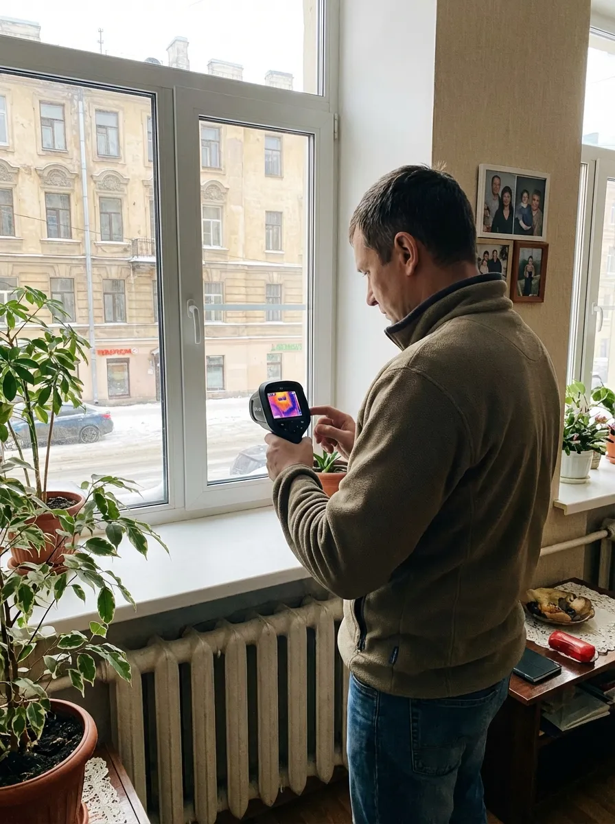 Проверка окон тепловизором